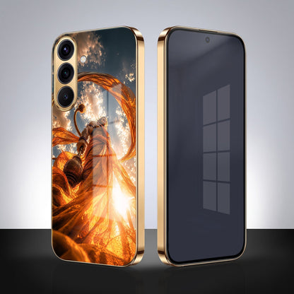 Samsung Galaxy A56 5G Divine Hanuman Gold Electroplated Glass Phone Back Case
