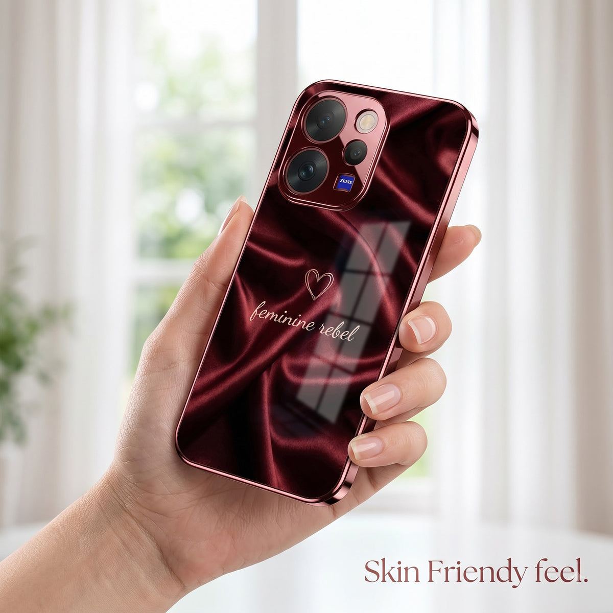 Vivo V70 5G Feminine Rebel Burgundy Electroplated Glass Back Case