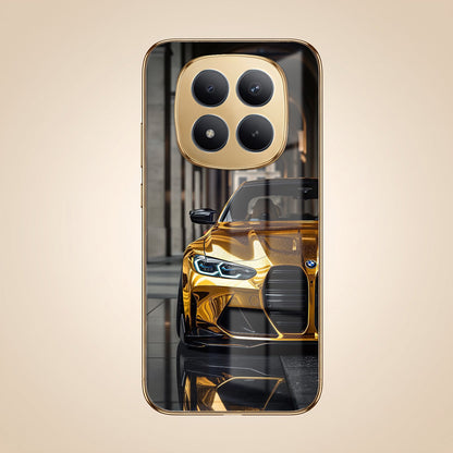 Redmi Note 15 Pro+ 5G Golden BMW Gold Electroplated Glass Phone Back Case