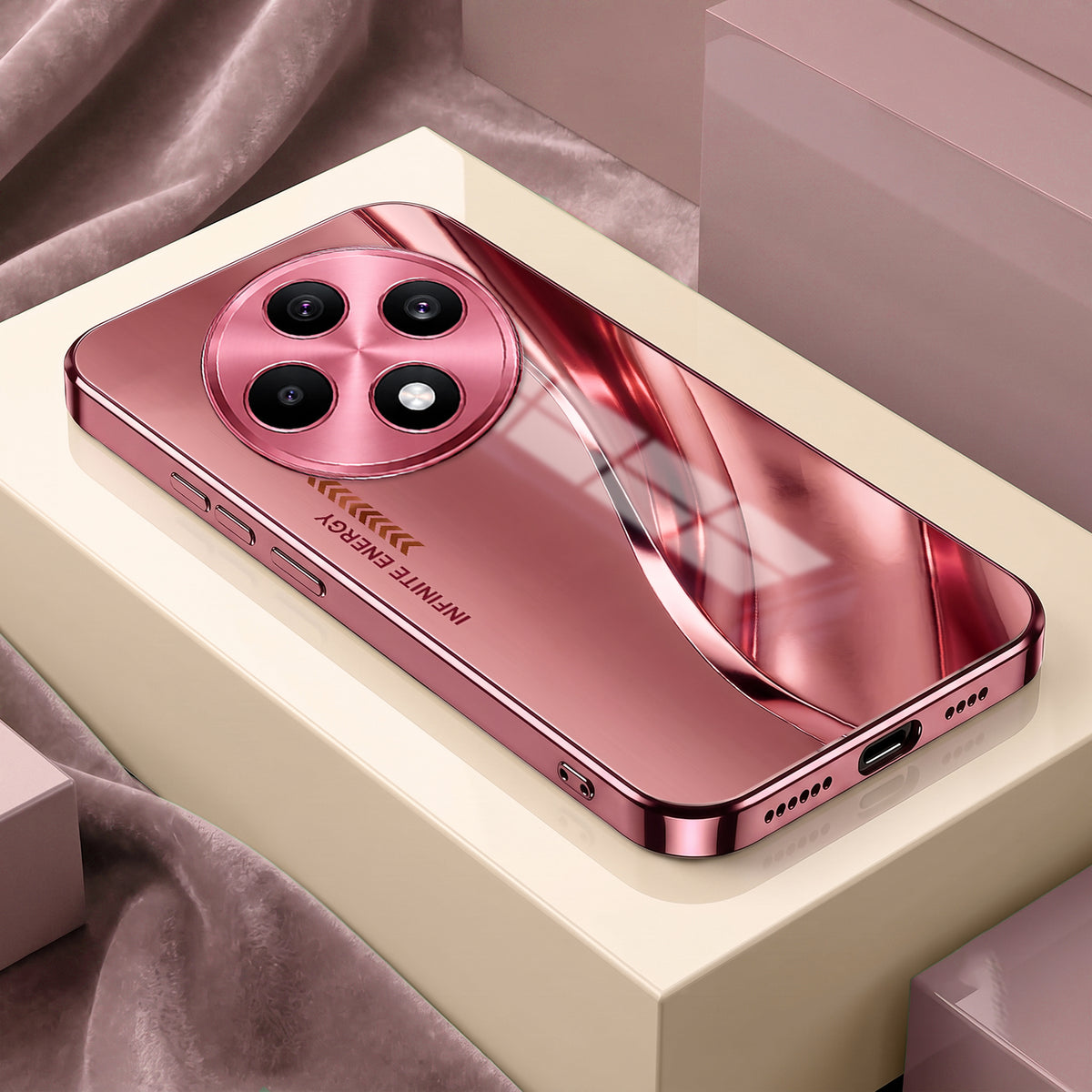 Oppo F27 Pro+ 5G Luxury Infinity Energy Pink Electroplated Glass Phone Back Case