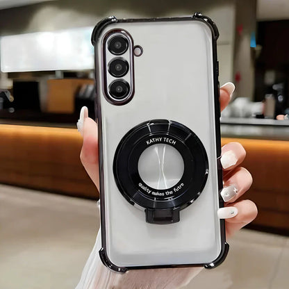 Samsung Galaxy A15 5G Original Luxury Magnifier Ring Stand Shockproof Airbags Corner Case