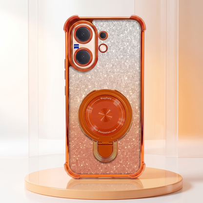 Vivo V60 5G Invincible Bracket Ring Stand Shimmer Airbag Cosmic Orange Case
