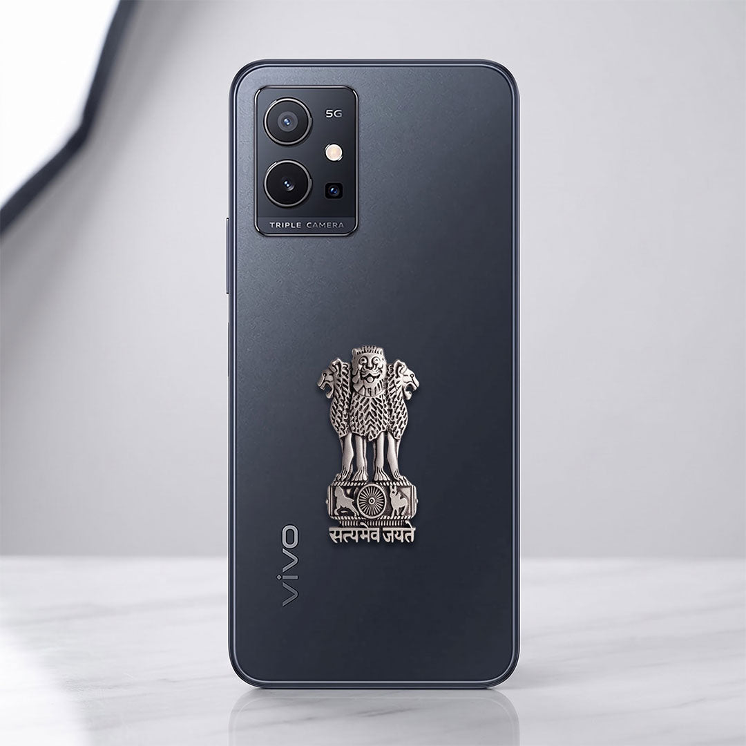Vivo Y75 5G Compatible Satyamev Jayate 3D Metal Emblem Sticker