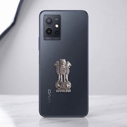 Vivo Y75 5G Compatible Satyamev Jayate 3D Metal Emblem Sticker