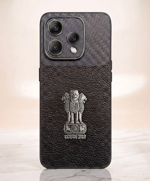 Oppo Reno 15 5G Satyamev Jayate Carbon Fiber Leather Hybrid Phone Case