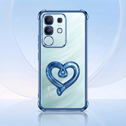 Vivo T4x 5G Premium Heart Transparent Shockproof Airbag Phone Case