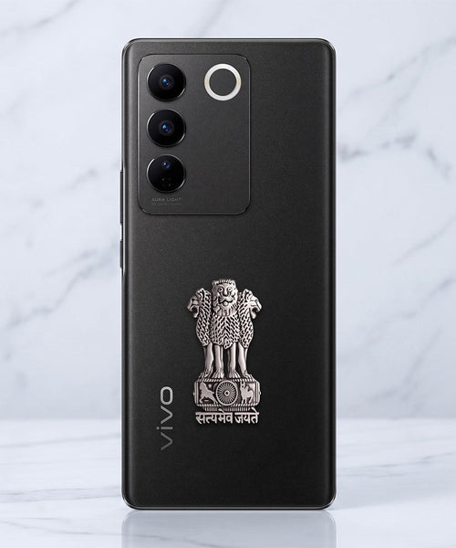Vivo V27 5G Compatible Satyamev Jayate 3D Metal Emblem Sticker