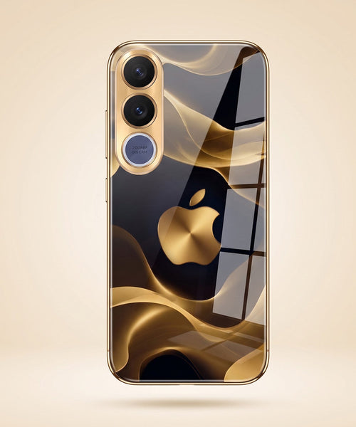 Vivo V70 FE 5G Luxury Wave Gold Electroplated Glass Phone Back Case
