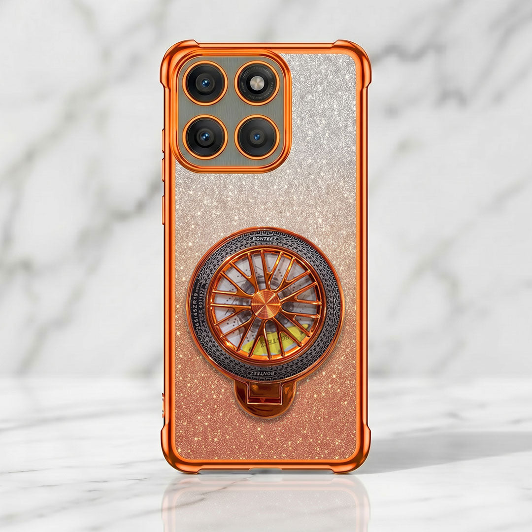 Motorola Edge 60 Pro 5G Stress Buster Wheel Rotating Shimmer Airbag Cosmic Orange Case