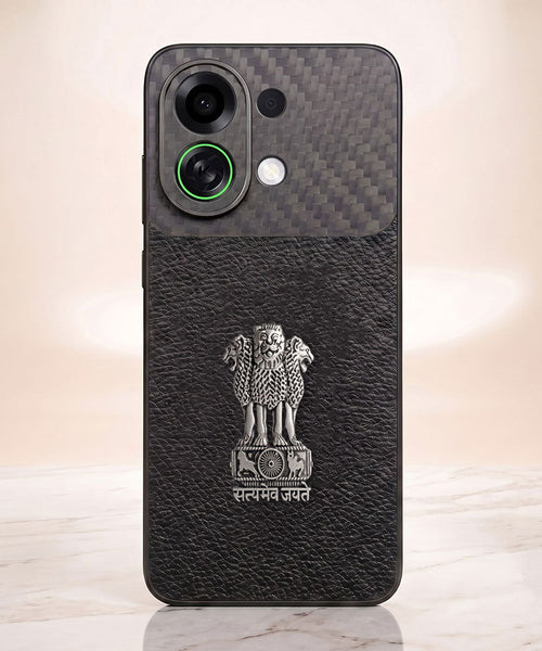 Oppo K13 Turbo 5G Satyamev Jayate Carbon Fiber Leather Hybrid Phone Case