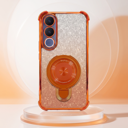 Vivo V70 FE 5G Invincible Bracket Ring Stand Shimmer Airbag Cosmic Orange Case