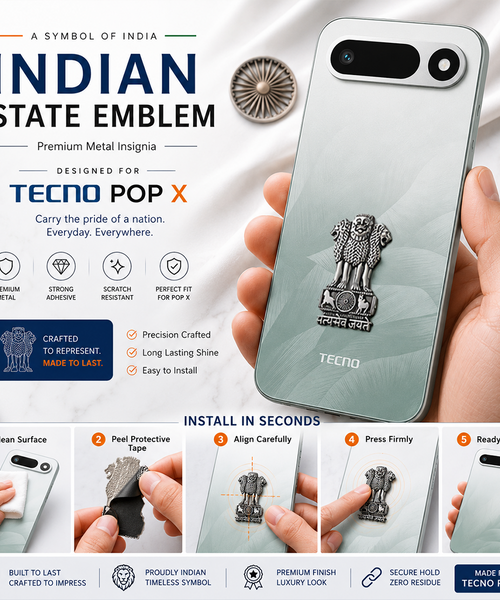 Tecno Pop X 5G Compatible Satyamev Jayate 3D Metal Emblem Sticker