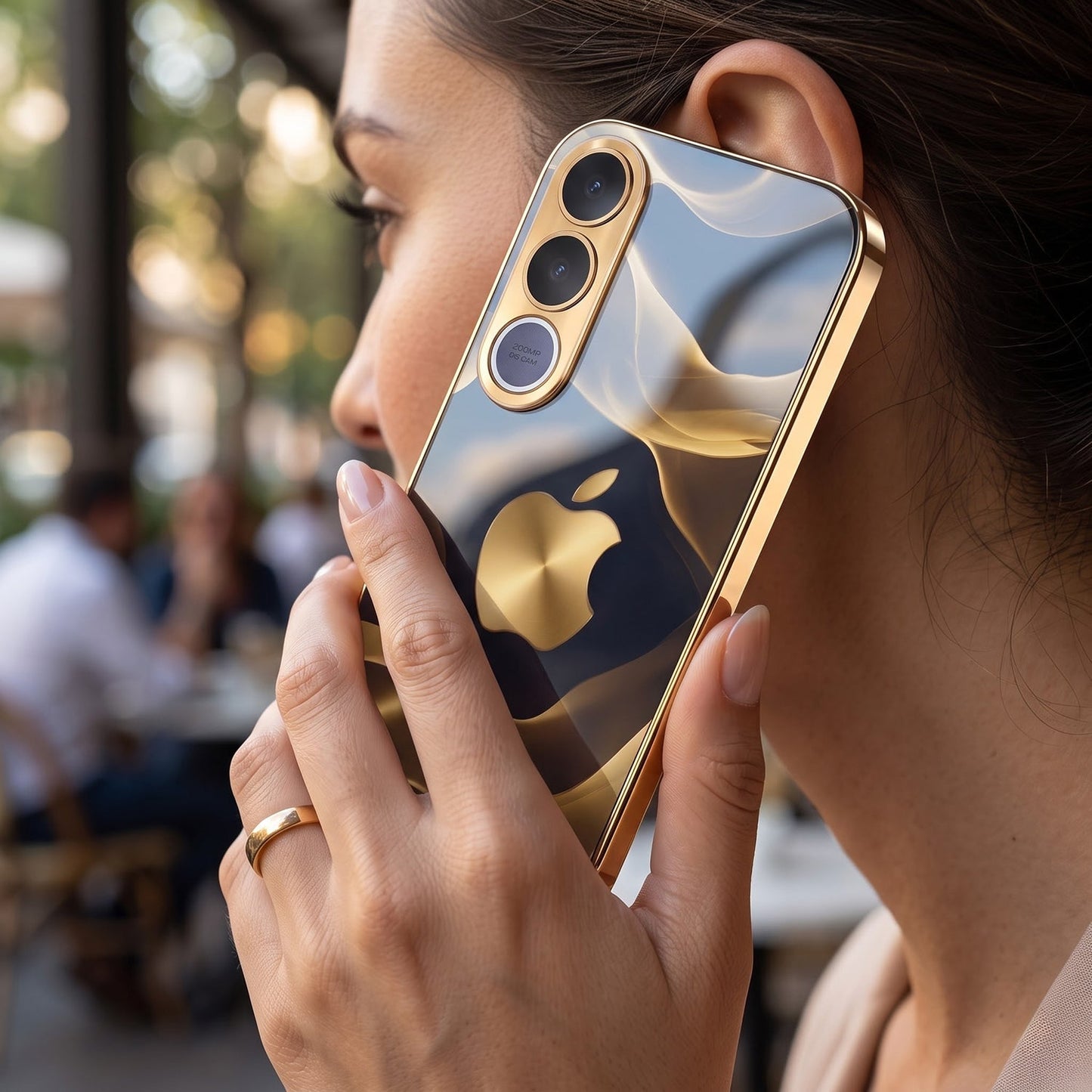 Vivo V70 FE 5G Luxury Wave Gold Electroplated Glass Phone Back Case