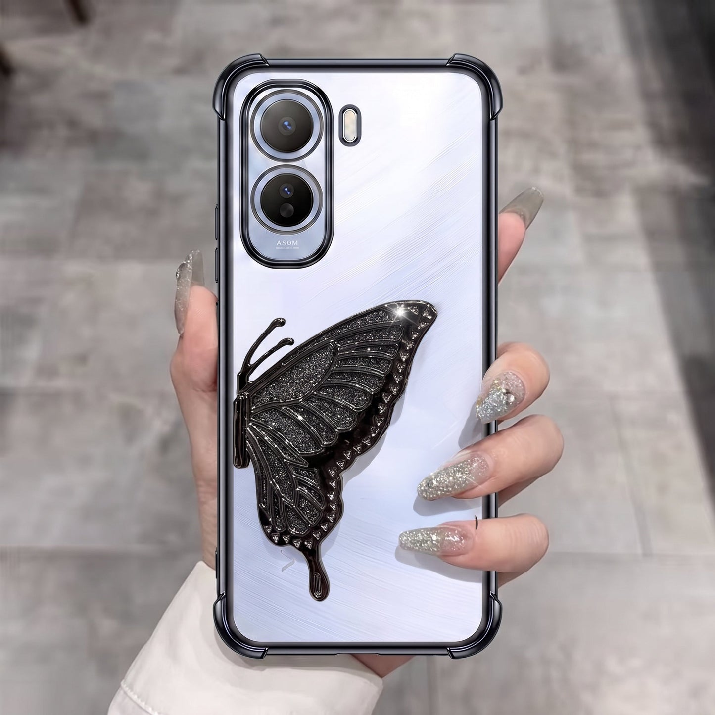 Vivo T5 Pro 5G Premium Butterfly Glitter Transparent Shockproof Airbag Phone Case