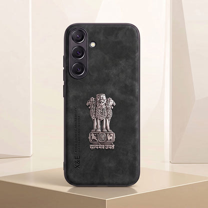 Samsung Galaxy A55 5G Metal Emblem Satyamev Jayate Comfortable Sheepskin Phone Case