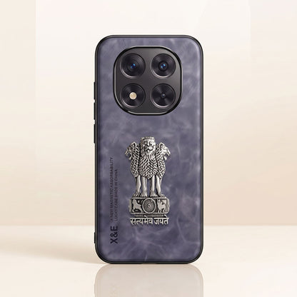 Redmi Note 14 Pro+ 5G Metal Emblem Satyamev Jayate Comfortable Sheepskin Phone Case