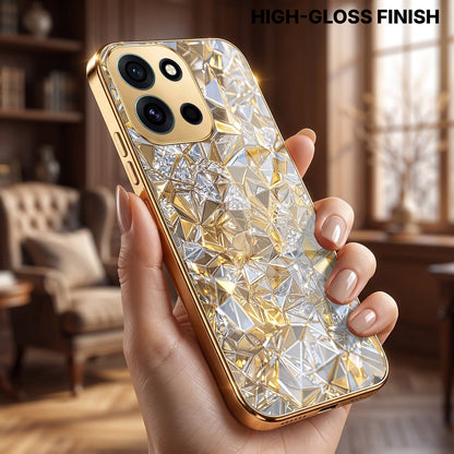 OnePlus Nord 6 5G White Diamond Shatter Gold Electroplated Glass Phone Back Case