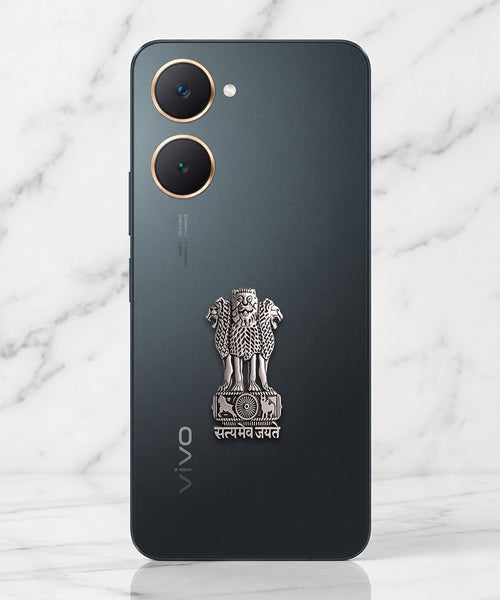 Vivo Y18e 5G Compatible Satyamev Jayate 3D Metal Emblem Sticker
