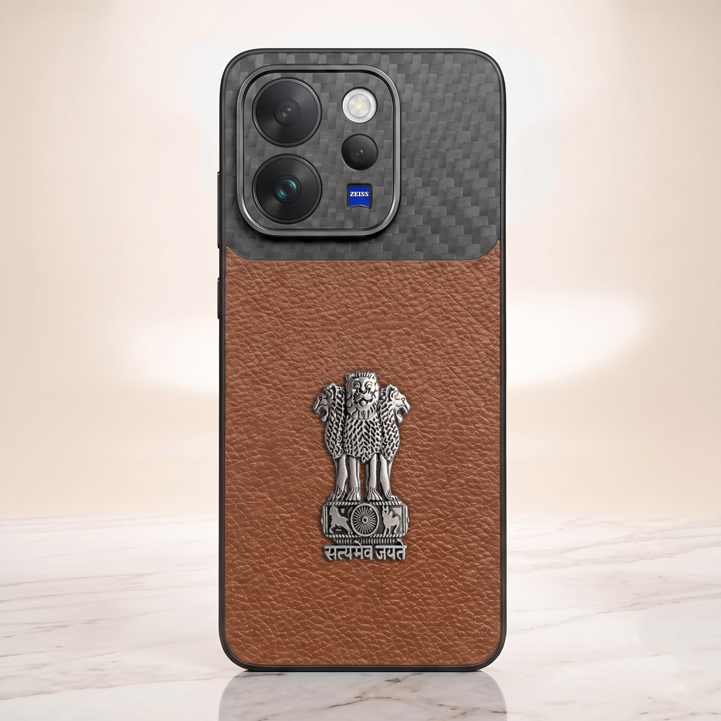 Vivo V70 5G Satyamev Jayate Carbon Fiber Leather Hybrid Phone Case