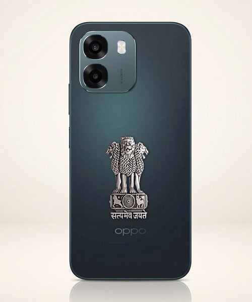 Oppo A6 5G Compatible Satyamev Jayate 3D Metal Emblem Sticker