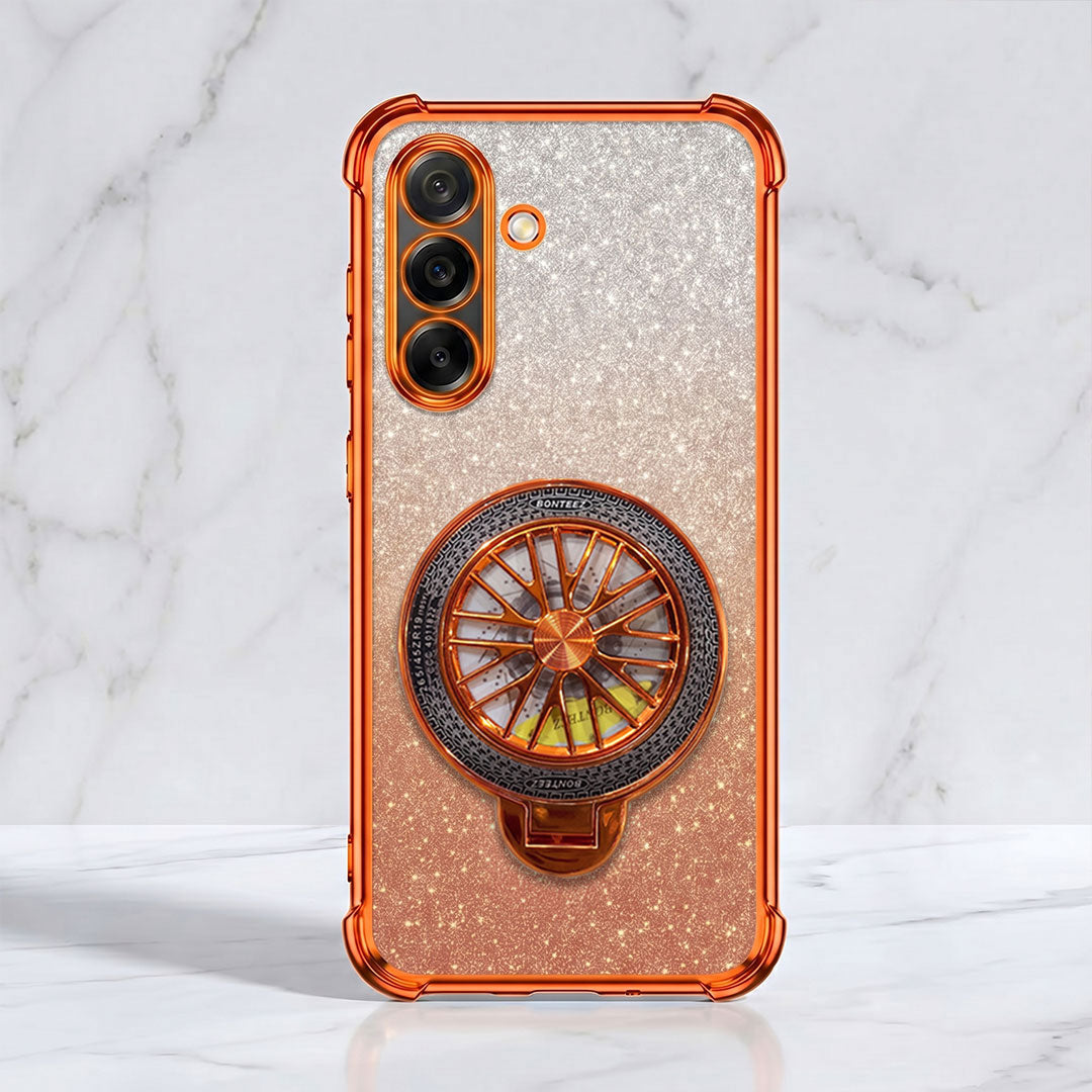 Samsung Galaxy A36 5G Stress Buster Wheel Rotating Shimmer Airbag Cosmic Orange Case