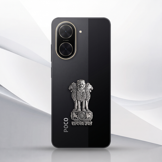 POCO C71 5G Compatible Satyamev Jayate 3D Metal Emblem Sticker