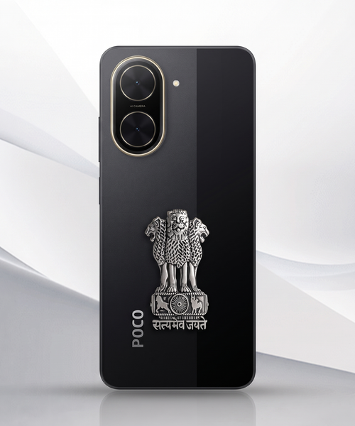 POCO C71 5G Compatible Satyamev Jayate 3D Metal Emblem Sticker
