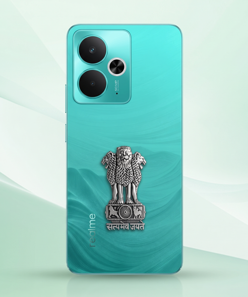 Realme 14T 5G Compatible Satyamev Jayate 3D Metal Emblem Sticker