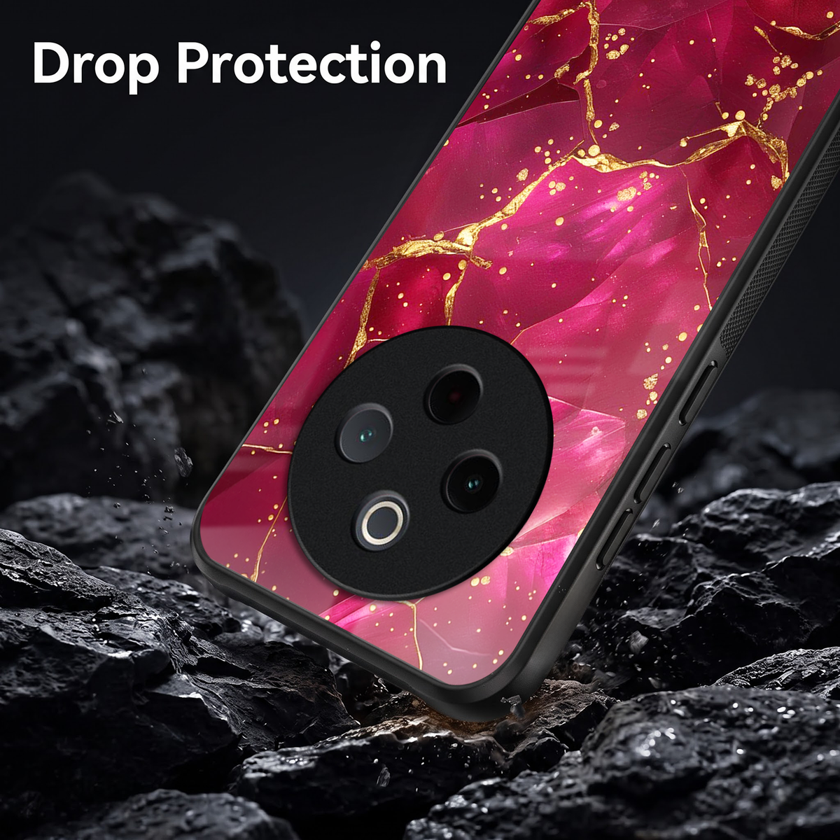 Vivo T4 5G Luxury Crimson Marble Acrylic Glass Back Case