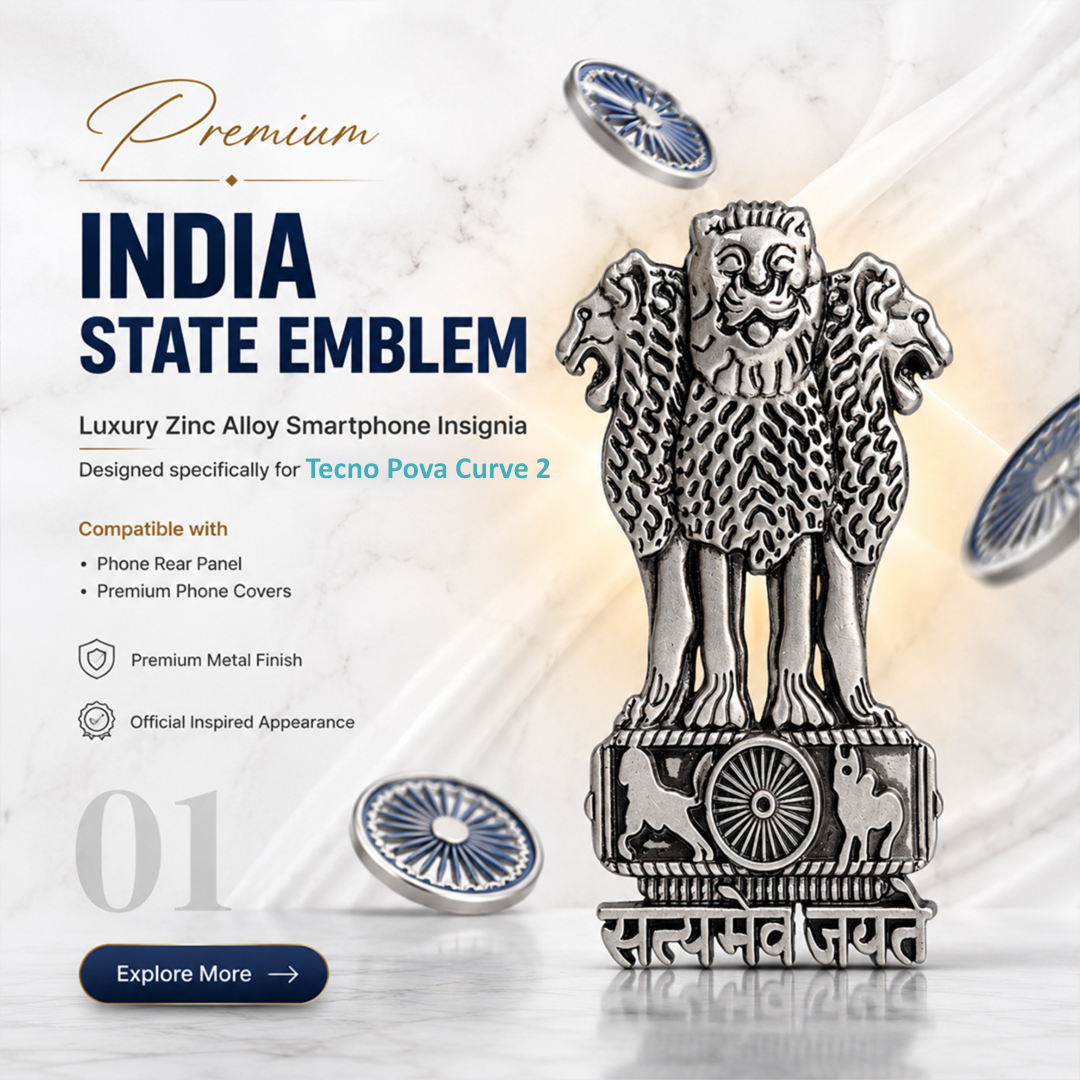 Vivo Y75 5G Compatible Satyamev Jayate 3D Metal Emblem Sticker