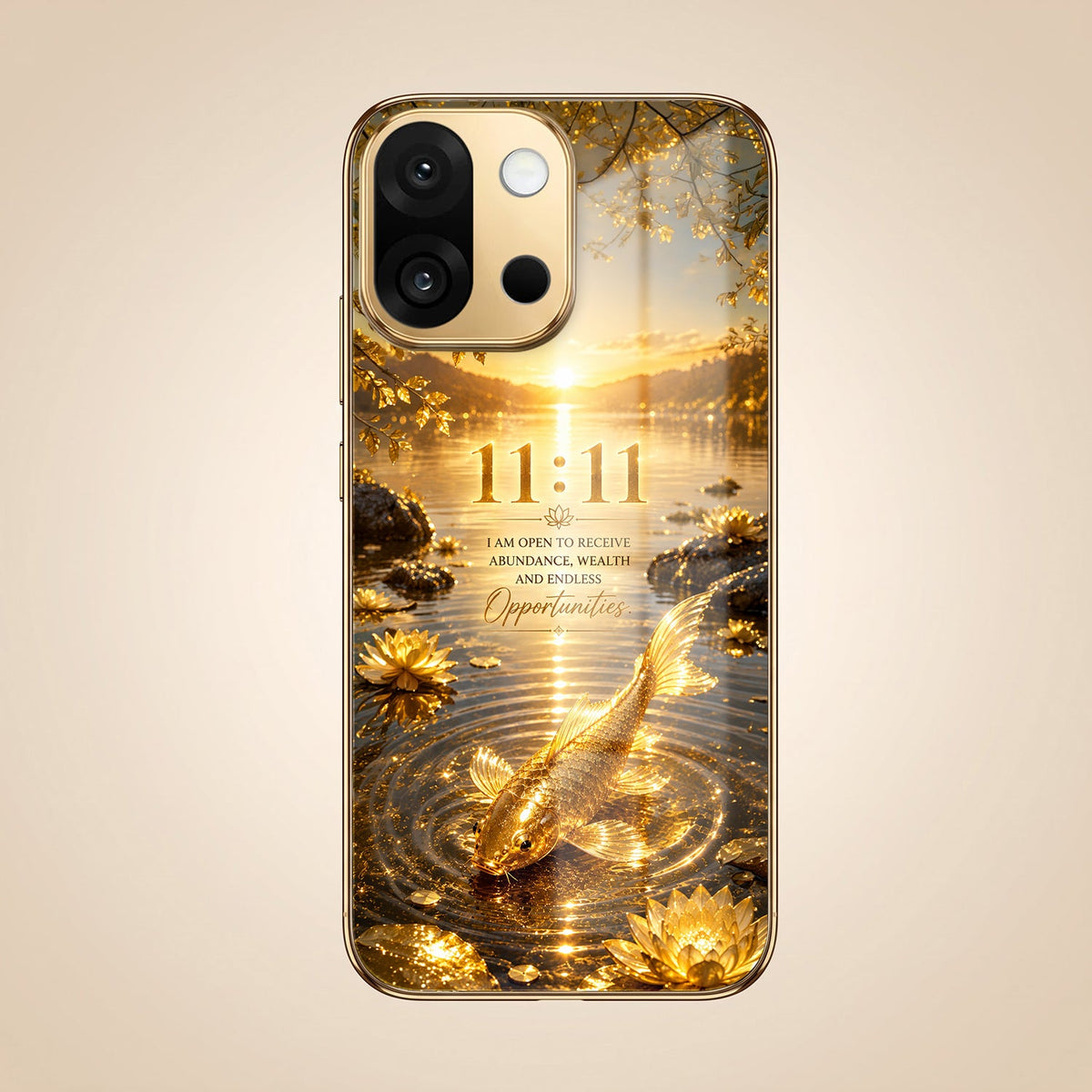 OnePlus 13s 5G 11:11 Manifestation Gold Electroplated Glass Phone Back Case
