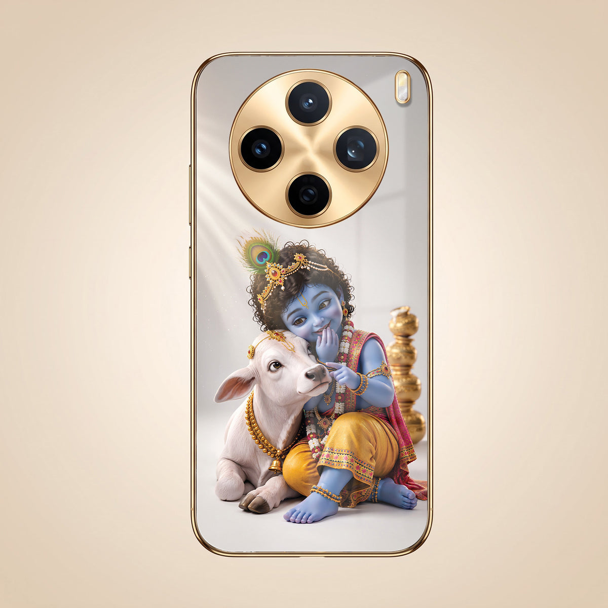 Vivo X200T 5G Bal Krishna Blessings Gold Electroplated Glass Phone Back Case