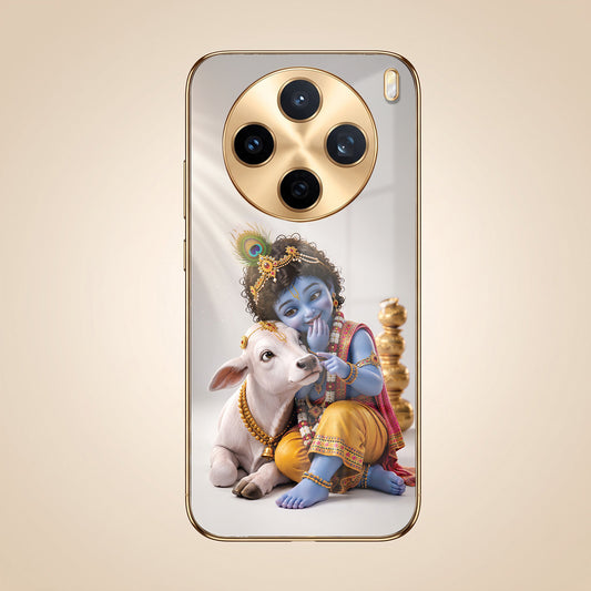 Vivo X200T 5G Bal Krishna Blessings Gold Electroplated Glass Phone Back Case