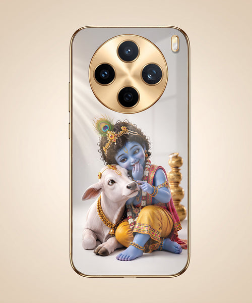 Vivo X200T 5G Bal Krishna Blessings Gold Electroplated Glass Phone Back Case