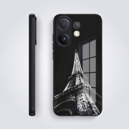 Vivo V60 5G Premium Acrylic Shockproof Glass Back Case (Eiffel Tower)