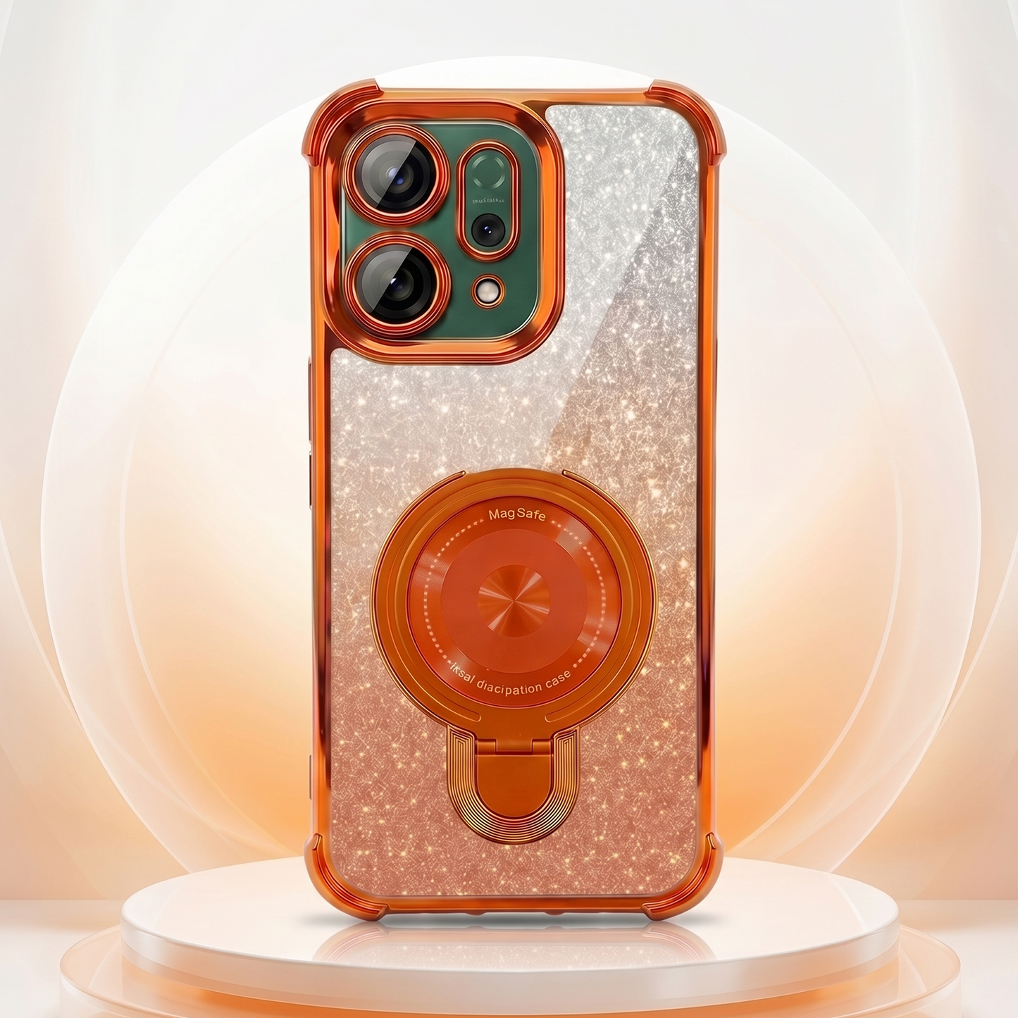 Oppo Reno 14 5G Invincible Bracket Ring Stand Shimmer Airbag Cosmic Orange Case