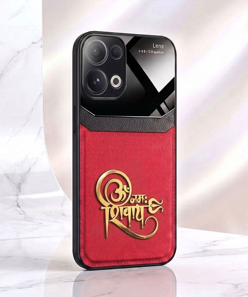 Oppo Reno13 5G Om Namah Shivay 3D Gold Metal Leather Back Case