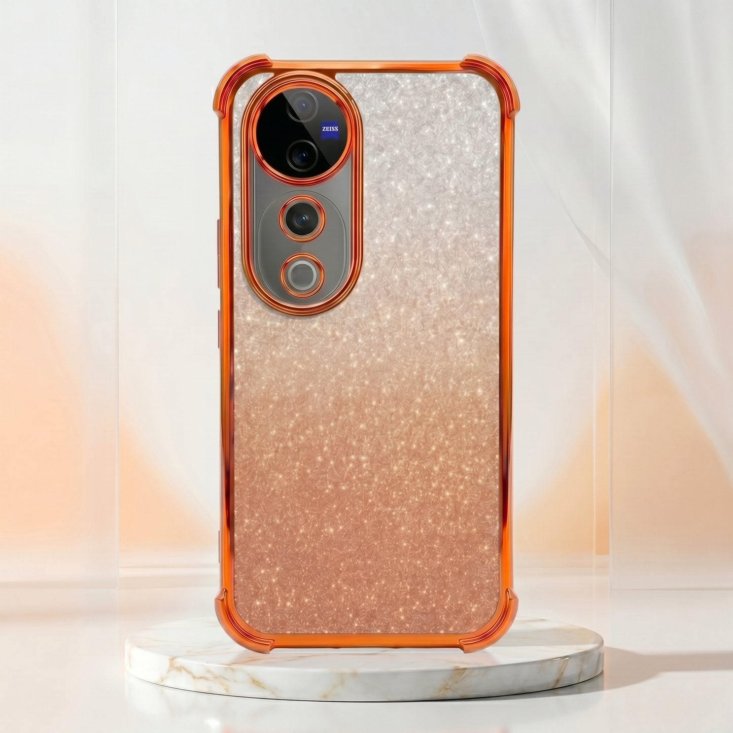 Vivo V40 Pro 5G Luxury Shockproof Shimmer Airbag Cosmic Orange Case