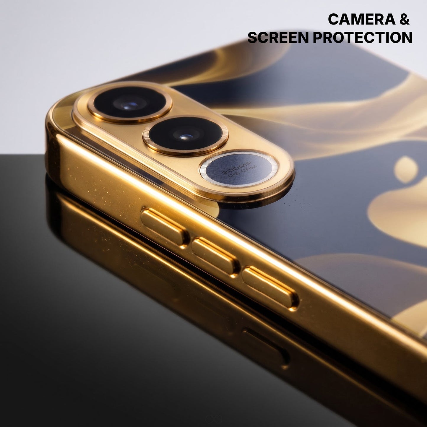 Vivo V70 FE 5G Luxury Wave Gold Electroplated Glass Phone Back Case