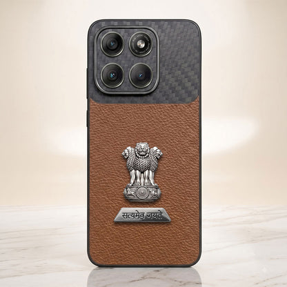 Motorola Edge 70 Fusion 5G Satyamev Jayate 2-in-1 Emblem Carbon Fiber Leather Phone Case
