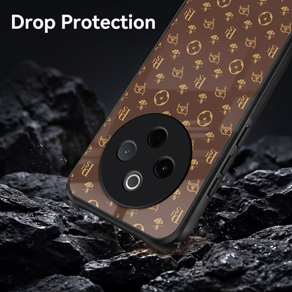 Vivo T4 5G Luxury Monogram Brown Acrylic Glass Back Case