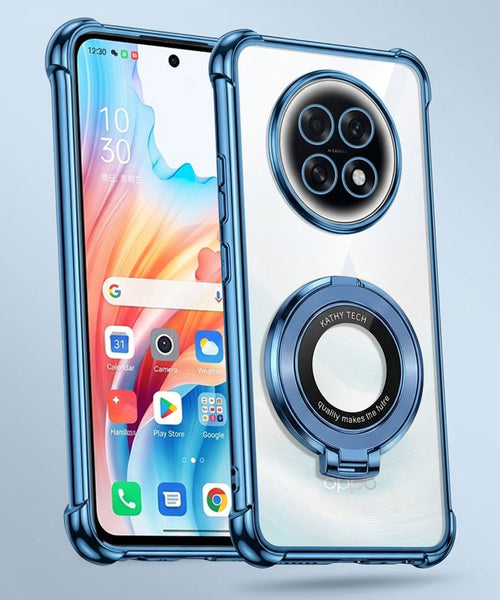 Oppo F31 Pro+ 5G Original Luxury Magnifier Ring Stand Shockproof Airbags Corner Case (Buy 1 Get 1 Free Surprise Cover)