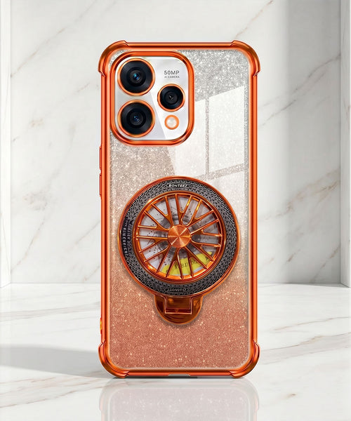 Oppo Reno 15 5G Stress Buster Wheel Rotating Shimmer Airbag Cosmic Orange Case