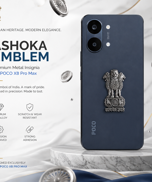 POCO X8 Pro Max 5G Compatible Satyamev Jayate 3D Metal Emblem Sticker