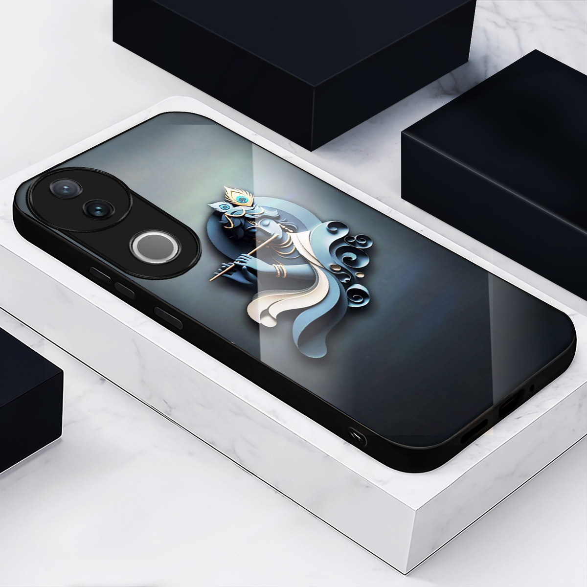 Vivo V50 5G Premium Acrylic Shockproof Glass Back Case (Krishna Ji)