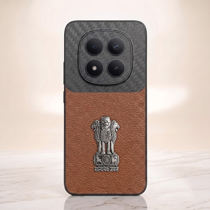 Redmi Note 15 Pro Plus 5G Satyamev Jayate Carbon Fiber Leather Hybrid Phone Case