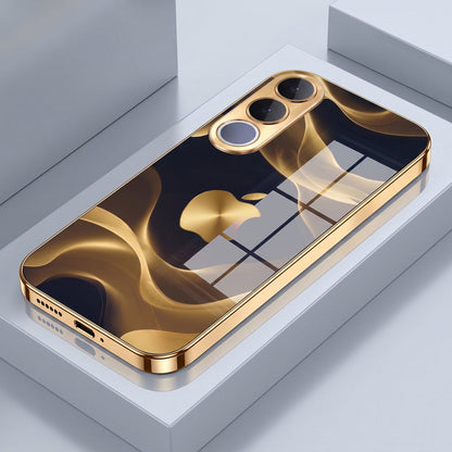 Vivo V70 FE 5G Luxury Wave Gold Electroplated Glass Phone Back Case