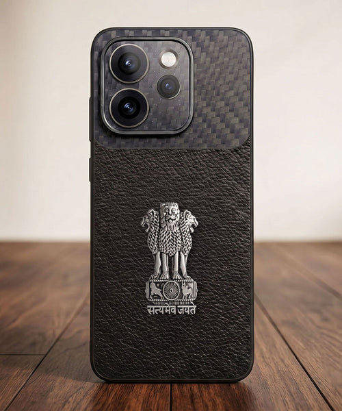 Oppo Reno 15 Pro Mini 5G Satyamev Jayate Carbon Fiber Leather Hybrid Phone Case