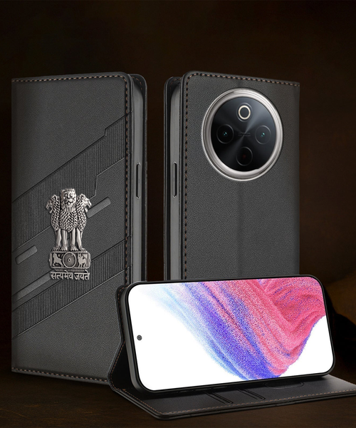 Vivo T4 5G Satyamev Jayate 3D Emblem Magnetic Flip Wallet Case