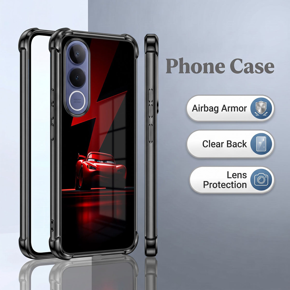 Vivo V70 FE 5G  Red Racing Car Airbags Printed Back Case